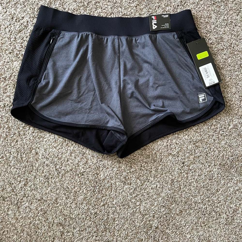 Fila Women's Black and Gray Athletic Shorts